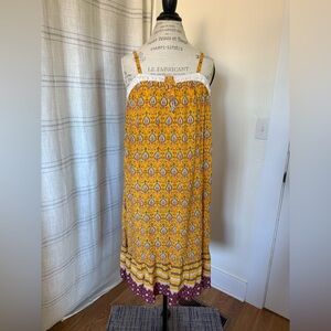 Gigio Women's Yellow Floral Bohemian Dress Size M Sleeveless